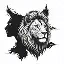 male and female lion face tattoo design idea