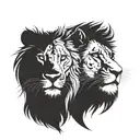 male and female lion face tattoo design idea