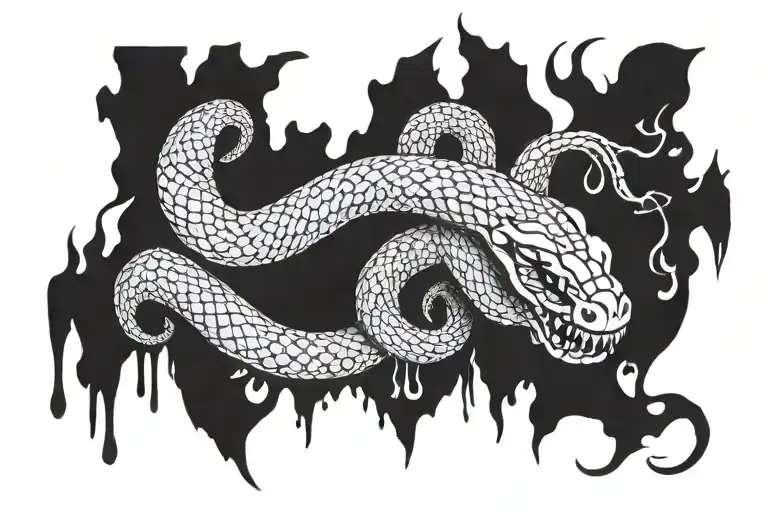 Create a black tattoo with the text, "Bite, or get bitten." Use snake imagery. tattoo design idea