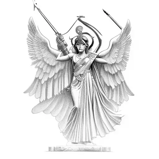 athena greek goddess of warfare tattoo design idea