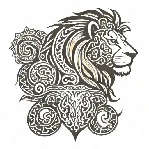 lion maori in shoulder front   tattoo design idea