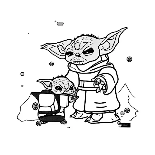 bmo and baby yoda tattoo design idea