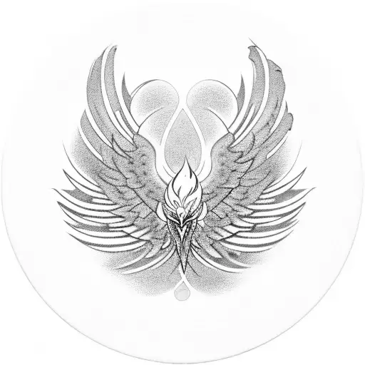 A symmetrical design of a phoenix rising from a vinyl record, symbolizing rebirth and love for music tattoo design idea