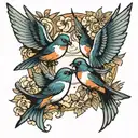 swallow birds flying together tattoo design idea