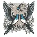 swallow birds flying together tattoo design idea