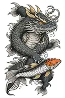 koi fish dragon buddha spaceman tattoo design idea