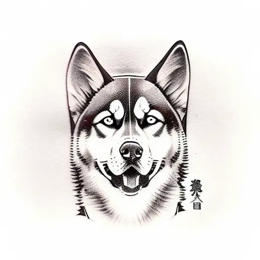 brown husky and black labrador tattoo design idea