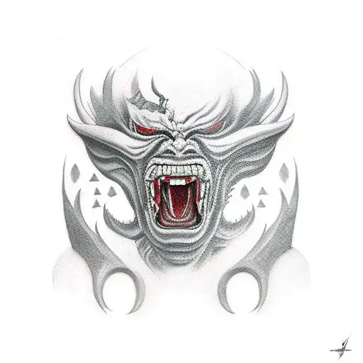 oni mask throat tattoo tattoo design idea
