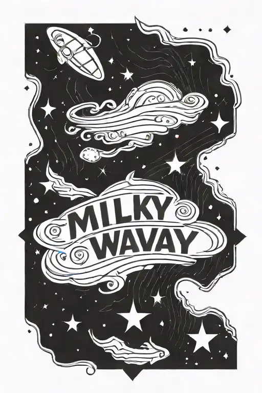 milky way with the words made in the milky way  tattoo design idea