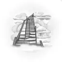 stairs going into heaven with cloud background tattoo design idea