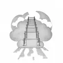 stairs going into heaven with cloud background tattoo design idea