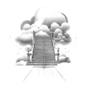 stairs going into heaven with cloud background tattoo design idea
