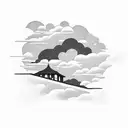 stairs going into heaven with cloud background tattoo design idea