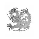 Dragon with a farming tool tattoo design idea