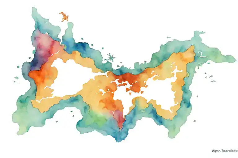 Nautical map with various sea tattoo design idea