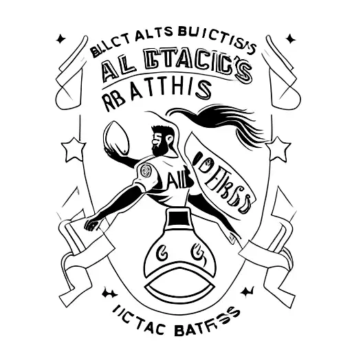 A minimalist tattoo of a football player holding a bottle of Ricard, with the phrase 'All Cops Are Bastards' discreetly included in the background tattoo design idea