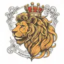 lion with crown, birth dates of my parents (19.03.1970 & 22.04.1968), religious quote with motif, CR7 inscription tattoo design idea