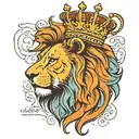 lion with crown, birth dates of my parents (19.03.1970 & 22.04.1968), religious quote with motif, CR7 inscription tattoo design idea