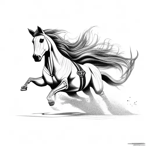 The Kiger mustang  running up the hill  tattoo design idea