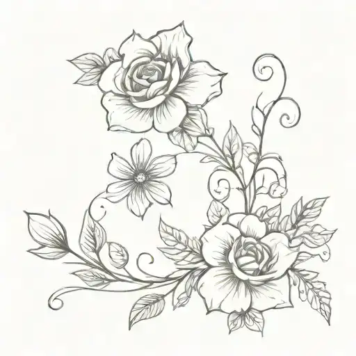 cosmos, roses, violets, daisys, with vines incorporated as a wrap ankle tattoo tattoo design idea