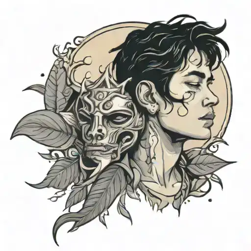 boy with black hair and tattoo of waxing moon on his face tattoo design idea
