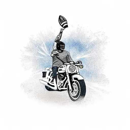 A new-school design featuring a pixelated OU football player riding a Harley Davidson motorcycle tattoo design idea