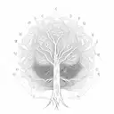 A tattoo design of a tree of life with branches forming mathematical equations and numbers, symbolizing the balance between nature and logic in your life tattoo design idea