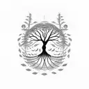A tattoo design of a tree of life with branches forming mathematical equations and numbers, symbolizing the balance between nature and logic in your life tattoo design idea