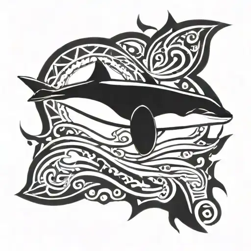 orca swimming tattoo design idea