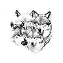 A stylized representation of a wolf pack, with each member symbolizing a different family member tattoo design idea