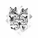 A stylized representation of a wolf pack, with each member symbolizing a different family member tattoo design idea