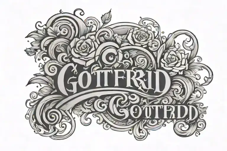 the name Gottfrid. located on te foot.  tattoo design idea