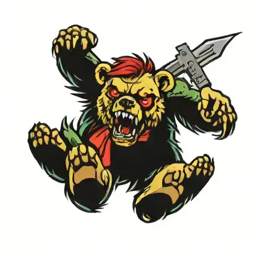 Zombie bear tattoo design idea