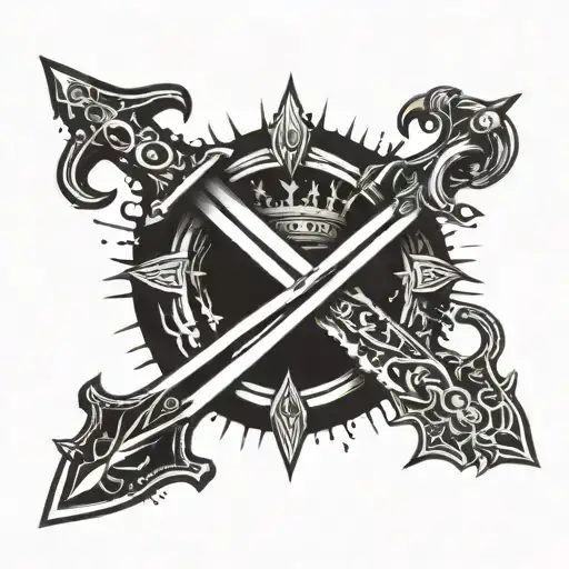 sword going thru 3 crowns tattoo design idea