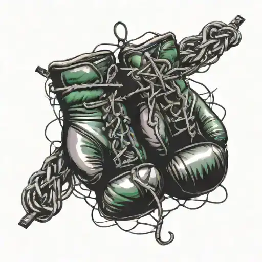 barbed wire wrapped around boxing gloves tattoo design idea