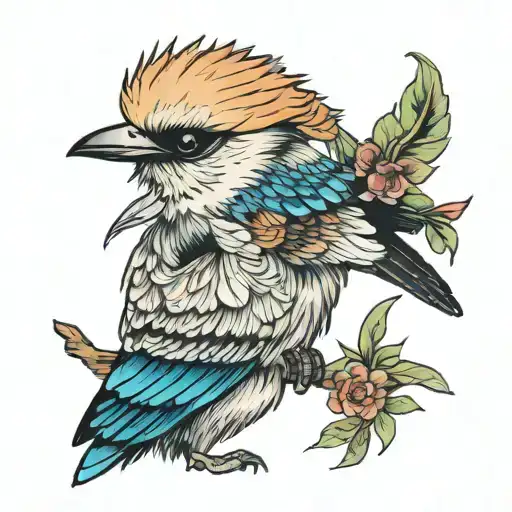 skull and kookaburra tattoo design idea