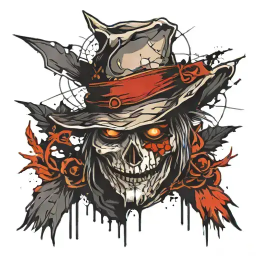 halloween scarecrow face on arm tattoo design idea