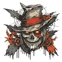 halloween scarecrow face on arm tattoo design idea