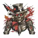 halloween scarecrow face on arm tattoo design idea