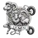 Gemini, year of the sheep, pearl, Athena, June 3 1991 in roman numeral tattoo design idea