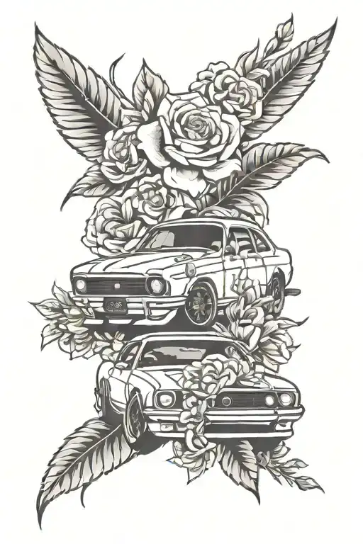 Jdm cars with flowers    tattoo design idea
