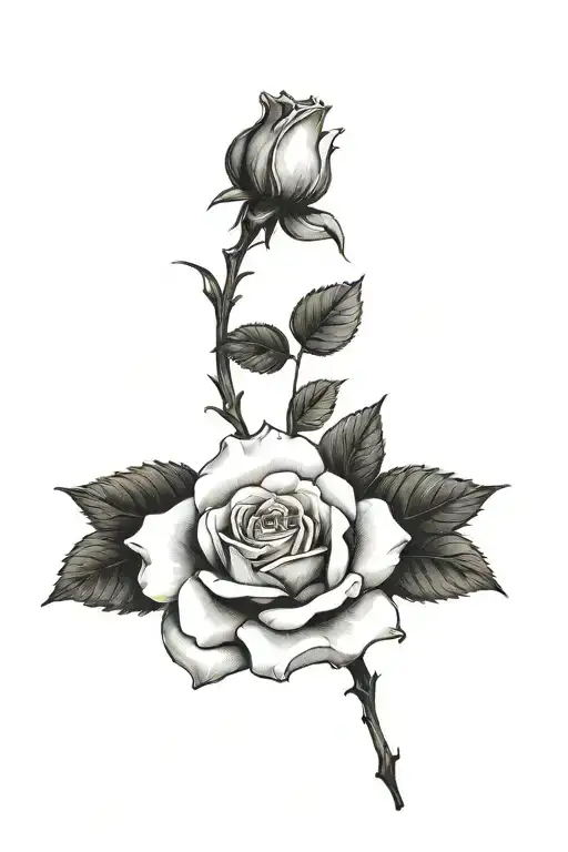 One rose growing with one long stem tattoo design idea