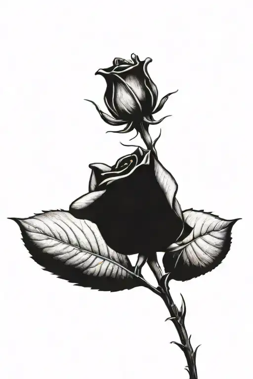 One rose growing with a long stem tattoo design idea