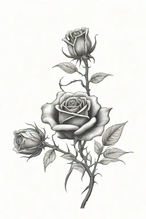 rose with very long stem growing tattoo design idea