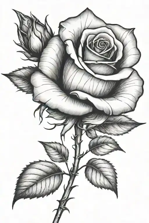 One small rose growing with a long stem tattoo design idea