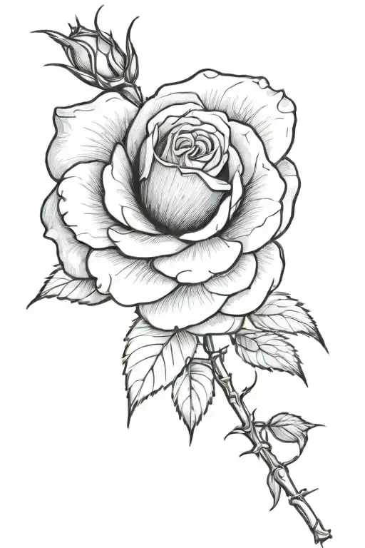 One rose growing with a long stem tattoo design idea