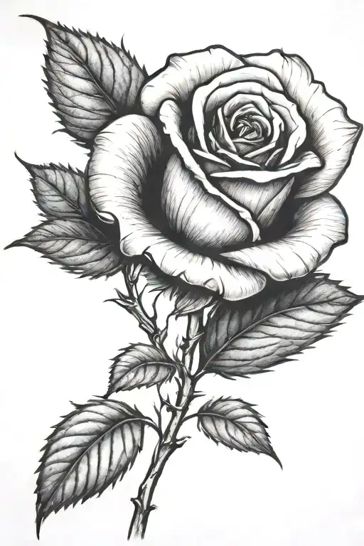One small rose growing with a long stem tattoo design idea