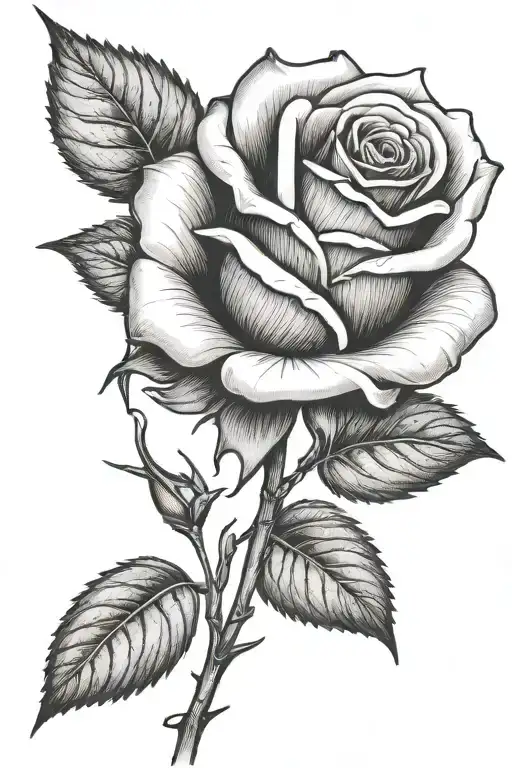 One small rose growing with a long stem tattoo design idea