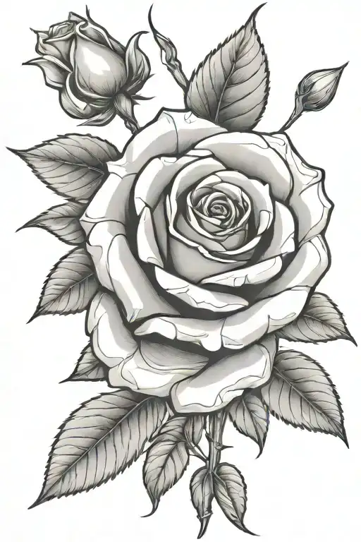 Rose with long stem growing   tattoo design idea