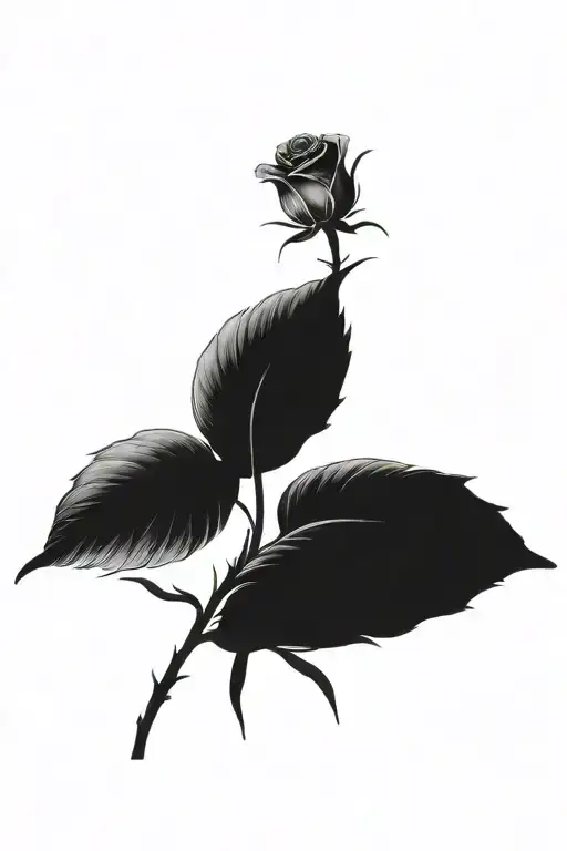 One rose growing with one long stem tattoo design idea